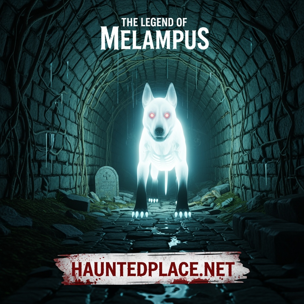 The white guard dog in the monastery’s secret passageway